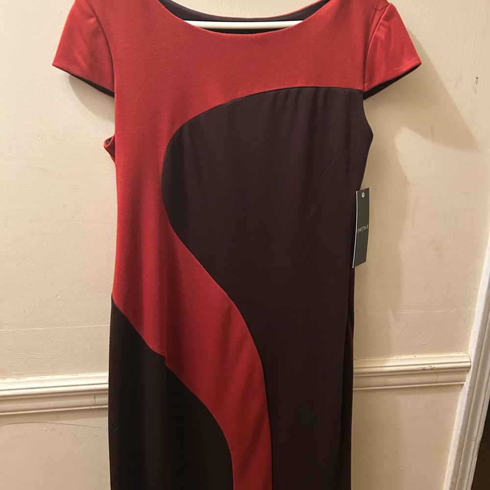Chetta B Red and Black Midi Dress